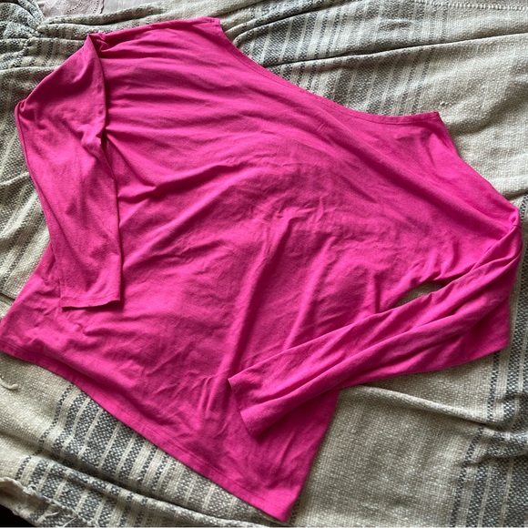SOLD-Hot Pink Off the shoulder La Senza Longsleeve - Picture 6 of 7